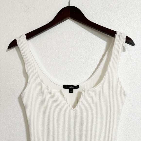 Lulus Elevated Energy Ivory Ribbed Notched Tank - Picture 5 of 13
